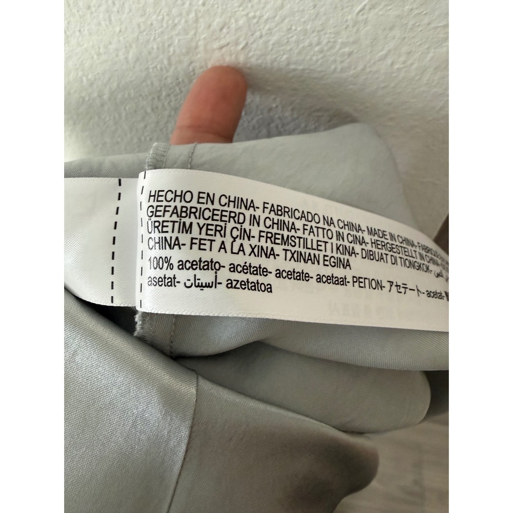 Massimo Dutti Silver Maxi Slip Skirt‎ Satin Metallic Elegant Size 8 - Picture 10 of 10